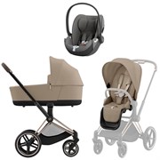Коляска 3 в 1 Cybex Priam IV Rosegold complete и автокресло Cloud T i-Size Mirage Grey Cozy Beige 1668564828