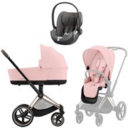 Коляска 3 в 1 Cybex Priam IV Rosegold complete и автокресло Cloud T i-Size Mirage Grey Peach Pink 898000324
