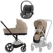 Коляска 3 в 1 Cybex Priam IV Rosegold complete и автокресло Cloud T i-Size Mirage Grey Plus Cozy Beige 1145081182