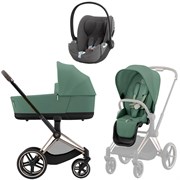 Коляска 3 в 1 Cybex Priam IV Rosegold complete и автокресло Cloud T i-Size Mirage Grey Plus Leaf Green 1874932370