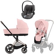 Коляска 3 в 1 Cybex Priam IV Rosegold complete и автокресло Cloud T i-Size Mirage Grey Plus Peach Pink 1974893058
