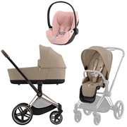 Коляска 3 в 1 Cybex Priam IV Rosegold complete и автокресло Cloud T i-Size Peach Pink Plus Cozy Beige 1360262331