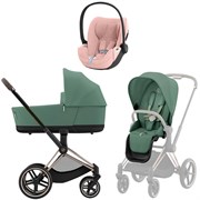 Коляска 3 в 1 Cybex Priam IV Rosegold complete и автокресло Cloud T i-Size Peach Pink Plus Leaf Green 2098726601
