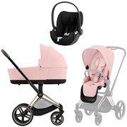 Коляска 3 в 1 Cybex Priam IV Rosegold complete и автокресло Cloud T i-Size Sepia Black Peach Pink 1409881524