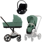 Коляска 3 в 1 Cybex Priam IV Rosegold complete и автокресло Cloud T i-Size Sepia Black Plus Leaf Green 1940376048