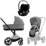 Коляска 3 в 1 Cybex Priam IV Rosegold complete и автокресло Cloud T i-Size Sepia Black Plus Mirage Grey 173496282