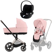Коляска 3 в 1 Cybex Priam IV Rosegold complete и автокресло Cloud T i-Size Sepia Black Plus Peach Pink 2019683584