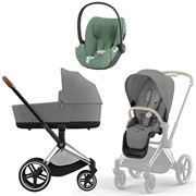 Коляска 3 в 1 Cybex Priam IV Chrome Brown complete и автокресло Cloud T i-Size Leaf Green Plus Mirage Grey 1903136107