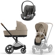 Коляска 3 в 1 Cybex Priam IV Chrome Brown complete и автокресло Cloud T i-Size Mirage Grey Cozy Beige 1783417198