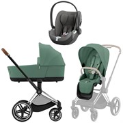 Коляска 3 в 1 Cybex Priam IV Chrome Brown complete и автокресло Cloud T i-Size Mirage Grey Leaf Green 1459680513