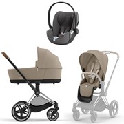 Коляска 3 в 1 Cybex Priam IV Chrome Brown complete и автокресло Cloud T i-Size Mirage Grey Plus Cozy Beige 1539955257