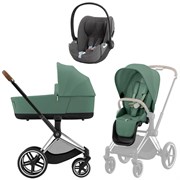 Коляска 3 в 1 Cybex Priam IV Chrome Brown complete и автокресло Cloud T i-Size Mirage Grey Plus Leaf Green 798624087