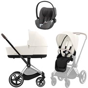 Коляска 3 в 1 Cybex Priam IV Chrome Brown complete и автокресло Cloud T i-Size Mirage Grey Plus Off White 611204575