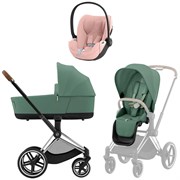 Коляска 3 в 1 Cybex Priam IV Chrome Brown complete и автокресло Cloud T i-Size Peach Pink Plus Leaf Green 1313639519
