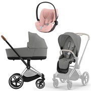 Коляска 3 в 1 Cybex Priam IV Chrome Brown complete и автокресло Cloud T i-Size Peach Pink Plus Mirage Grey 791736574