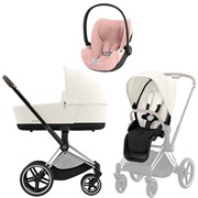 Коляска 3 в 1 Cybex Priam IV Chrome Brown complete и автокресло Cloud T i-Size Peach Pink Plus Off White 1604795346