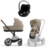 Коляска 3 в 1 Cybex Priam IV Chrome Brown complete и автокресло Cloud T i-Size Sepia Black Plus Cozy Beige 1033413190