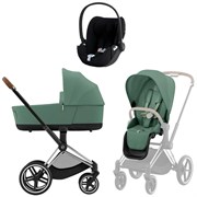 Коляска 3 в 1 Cybex Priam IV Chrome Brown complete и автокресло Cloud T i-Size Sepia Black Plus Leaf Green 1446405768