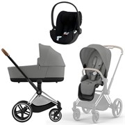 Коляска 3 в 1 Cybex Priam IV Chrome Brown complete и автокресло Cloud T i-Size Sepia Black Plus Mirage Grey 198218530