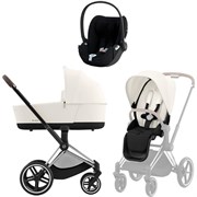 Коляска 3 в 1 Cybex Priam IV Chrome Brown complete и автокресло Cloud T i-Size Sepia Black Plus Off White 1134390128