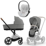 Коляска 3 в 1 Cybex Priam IV Chrome Brown complete и автокресло Cloud T i-Size Platinum White Plus Mirage Grey 1409598266