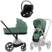 Коляска 3 в 1 Cybex Priam IV Chrome Brown complete и автокресло Cloud T i-Size Sepia Black Leaf Green 818162619