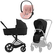 Коляска 3 в 1 Cybex Priam IV Matt Black complete и автокресло Cloud T i-Size Peach Pink Plus Sepia Black 157649625