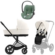 Коляска 3 в 1 Cybex Priam IV Matt Black complete и автокресло Cloud T i-Size Leaf Green Plus Off White 1283188237