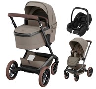 Детская коляска Maxi-Cosi Fame 3 в 1 с автокреслом CabrioFix Essential black Twillic Truffle/Трюфель(беж) 542527286