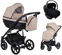 Детская коляска Bexa Ideal Eco 3 в 1 с автокреслом Avionaut Cosmo IE02 черный+св.бежевая кожа 1150192250