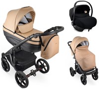 Детская коляска Bexa Ideal Eco 3 в 1 с автокреслом Avionaut Cosmo IE03 черный+т.бежевая кожа 1328370031