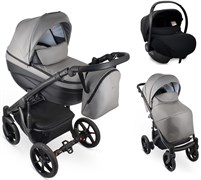 Детская коляска Bexa Ideal Eco 3 в 1 с автокреслом Avionaut Cosmo IE05 черный+св.серая кожа 287785864