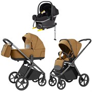 Коляска Carrello Vector 2025 CRL-6551 Nova DK791 Grey Line с базой Isofix 3 в 1 Golden Beige 1006858309