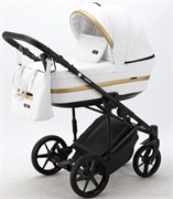 Детская коляска Adamex Rimini Deluxe 2 в 1 RI200 БЕЛ.КОЖА+ЗОЛОТО.ОТДЕЛКА 800096286