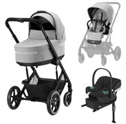 Коляска 3 в 1 Cybex Balios S Lux BLK и автокресло Aton B2 i-Size Volcano Black с базой isofix Base One Lava Grey с дождевиком 432592705