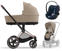 Коляска 3 в 1 Cybex Priam IV Rosegold и автокресло Cloud G i-Size Ocean Blue Plus Cozy Beige 1131959051