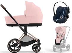 Коляска 3 в 1 Cybex Priam IV Rosegold и автокресло Cloud G i-Size Ocean Blue Plus Peach Pink 278864559