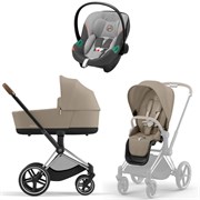 Коляска 3 в 1 Cybex Priam IV Chrome Brown complete и автокресло Aton S2 i-Size Lava Grey Cozy Beige 798242271