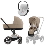 Коляска 3 в 1 Cybex Priam IV Rosegold complete и автокресло Cloud T i-Size Platinum White Plus Cozy Beige 103907329