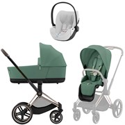 Коляска 3 в 1 Cybex Priam IV Rosegold complete и автокресло Cloud T i-Size Platinum White Plus Leaf Green 2126384749