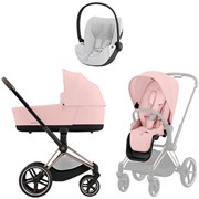 Коляска 3 в 1 Cybex Priam IV Rosegold complete и автокресло Cloud T i-Size Platinum White Plus Peach Pink 1319154220