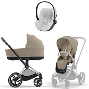 Коляска 3 в 1 Cybex Priam IV Chrome Brown complete и автокресло Cloud T i-Size Platinum White Plus Cozy Beige 385936505