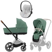 Коляска 3 в 1 Cybex Priam IV Chrome Brown complete и автокресло Cloud T i-Size Platinum White Plus Leaf Green 638720985