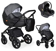 Детская коляска Indigo Mio 3 в 1 Mi 07 черная кожа+черный узор 851448794