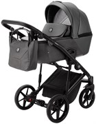 Детская коляска Adamex Mobi Deluxe 3 в 1 M-SD06 (ГРАФИТ+ЧЕРНАЯ КОЖА) 781962431