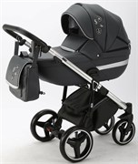 Детская коляска Adamex Cortina Deluxe 3 в 1 CT310 (МОРЕНГО КОЖА+СЕРЕБ.ОТДЕЛКА+ ХРОМ РАМА) 712015676