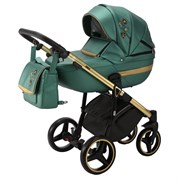 Детская коляска Adamex Cortina Deluxe 3 в 1 CT328 ЗЕЛЕН.ПЕРЛ.КОЖА+ЗОЛОТО 207665391