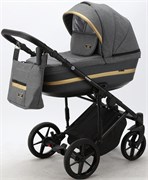 Детская коляска Adamex Rimini 3 в 1 RI07-LUX Т.СЕР+Т.СЕР.КОЖА+ЗОЛОТО.ОТДЕЛКА 358845022