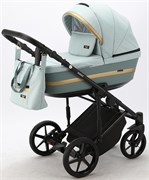 Детская коляска Adamex Rimini 3 в 1 RI22-TIP СЕРО-ЗЕЛЕН+СЕРО-ЗЕЛЕН.КОЖА+ЗОЛОТО ОТДЕЛКА 1886097410