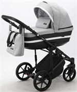 Детская коляска Adamex Rimini 3 в 1 RI32/B (СЕР.ЖАККАРД+ЧЕРН.КОЖА+СЕРЕБР.ОТДЕЛКА) 505559630